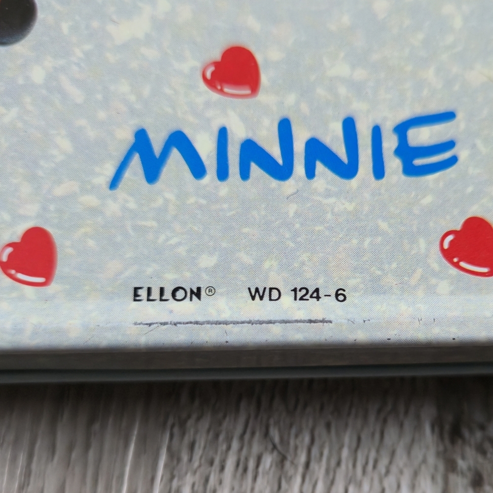 Disney Vintage 90s Mickey Minnie Mouse Tin Pencil Case Heart Graphic Rare Ellon - Picture 3 of 11